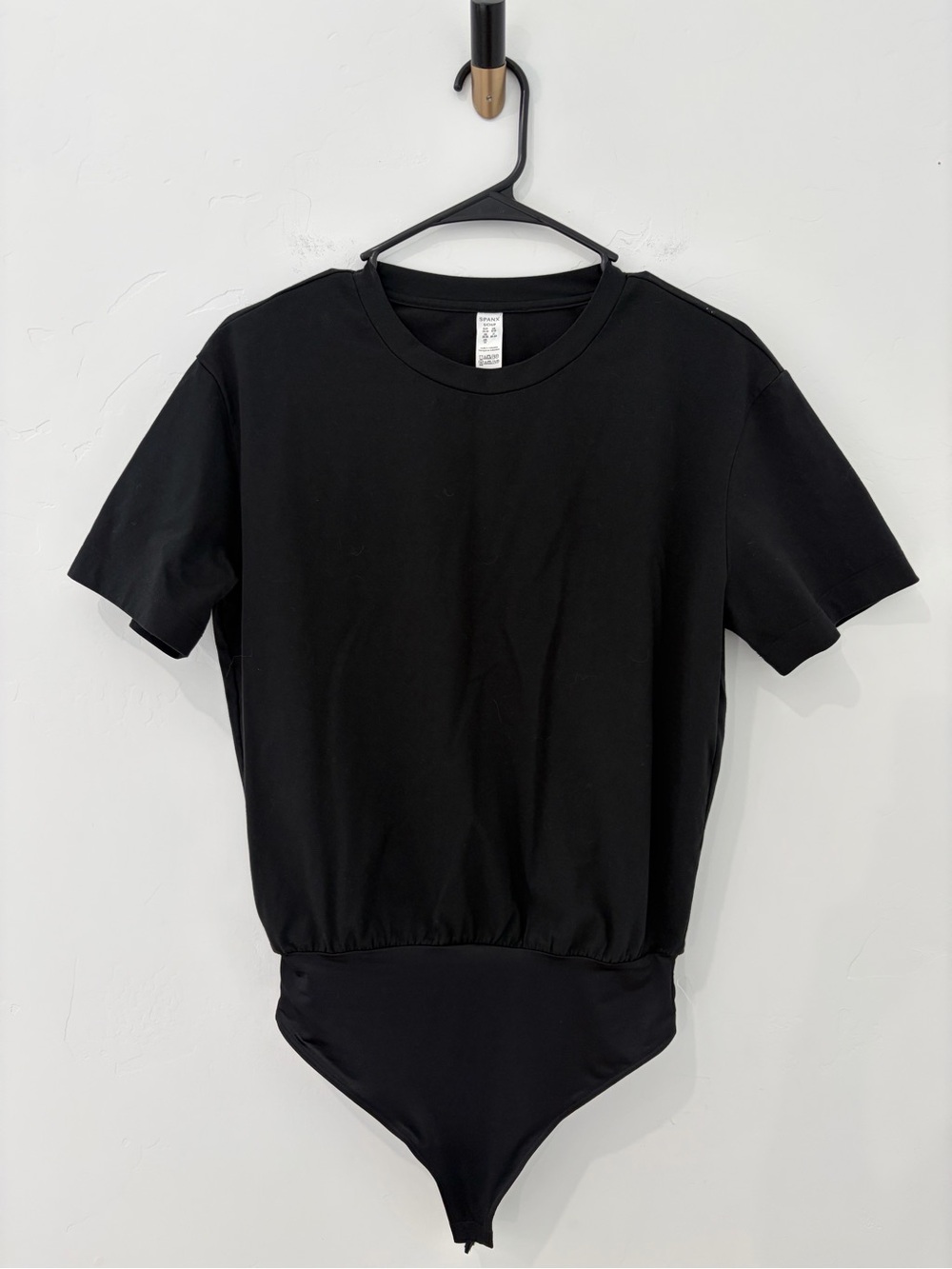 SPANX Black Short Sleeve Thong Bodysuit Size Small